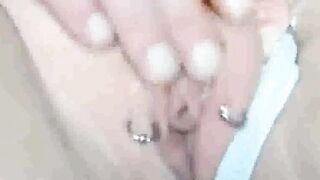 Massaging clit of my pierced pussy (close up)