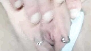 Massaging clit of my pierced pussy (close up)