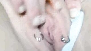 Massaging clit of my pierced pussy (close up)