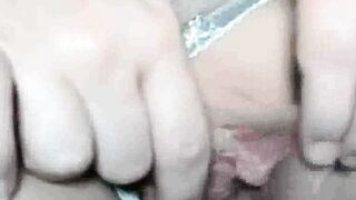 Massaging clit of my pierced pussy (close up)