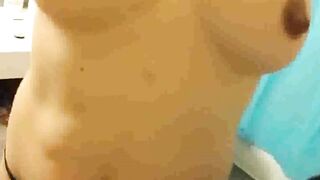 Asian stepmom, firm tits, big nipples (voyeur)