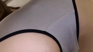 Masked Japanese girl pees after sensual pussy play