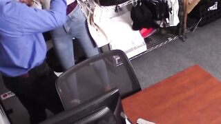 Shoplifting Scarlett Fall gets her pussy drilled and facialized