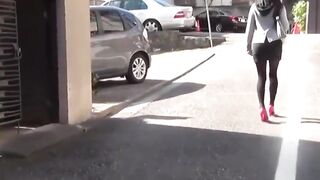 Japanese public squirters squats and hide the yellow puddle