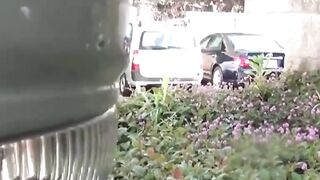 Japanese public squirters squats and hide the yellow puddle