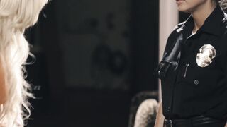 Big tits MILF cop punishes tiny teen criminal with a strapon cock