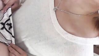 Kinky Asian brunettes pissing all over their hairy bodies