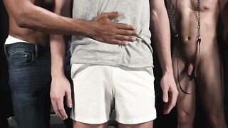 Black Sean Xavier oiling and massaging his bottoms before barebacking