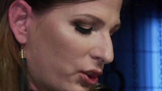 Dominatrix in Leather Gloves Gives Submissive Maid A Spanking And Anal Play