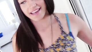 Brunette Babe Riding Hard Dick While Filming - Hot Couple Home Video