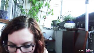 Curvy German Ginger Amateur Barely Legal Outside Screwed on Balcony