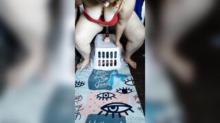 POUNDING MYSELF WITH THE SEX TOY TO SQUIRT ON MY YOGA