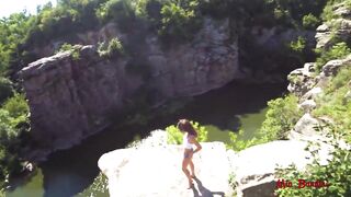 WILD OUTSIDE FUCKING ON A HIGH CLIFF INTO CANYON. MIA