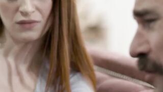Redheaded Step-Son's Girlfriend Gets A Surprise Threesome With Dad