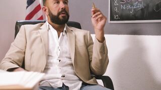 Teen Classroom Threesome - Teacher Fucks Two Students In His Office