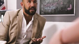 Teen Classroom Threesome - Teacher Fucks Two Students In His Office