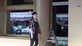 German hoe does hand job with a strange man
