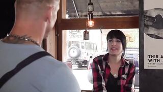 German hoe does hand job with a strange man
