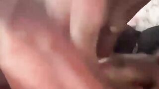 Ebony slut gets load of cum in mouth after hard BBC pounding