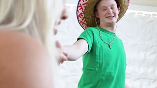 BBW MILF stepmother Callie Brooks playing with her stepsons huge maraca