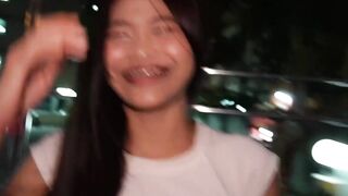 Cute Thai teen amateur picked up by two horny white guys