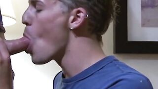 Jimmy gets his horny mouth blowbanged by multiple cocks