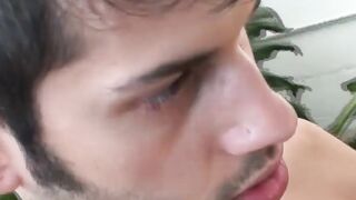 Bushy dude grabs his boner and jerks off like never before