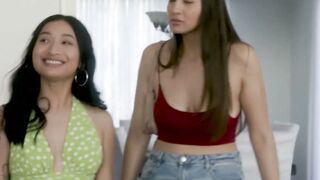 Dudes monster cock invades pussies of stepsisters Bella Rolland and Avery Black