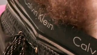 Amateur twink licking his armpits and wanking hairy cock