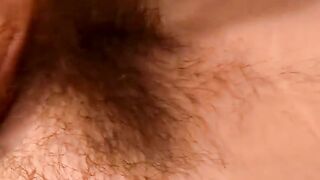 Amateur twink licking his armpits and wanking hairy cock