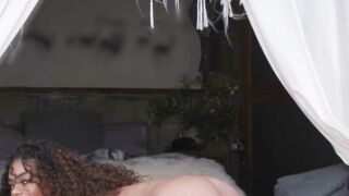 Influencer is petite black teen babe Scarlit Scandal going naked