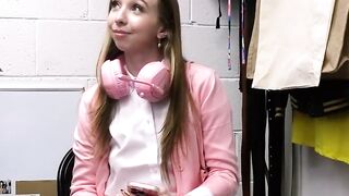 Brat in pink stripped and fucked by the mall cop