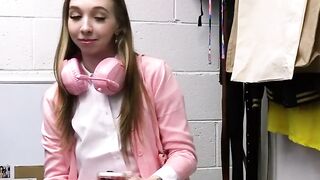 Brat in pink stripped and fucked by the mall cop