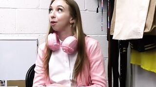 Brat in pink stripped and fucked by the mall cop