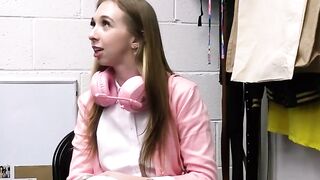 Brat in pink stripped and fucked by the mall cop