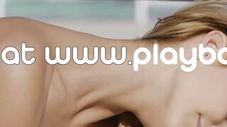 Petite naked blonde Ukrainian teen Emily Rise shows off her playful side