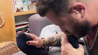 Riley Mitchel devours Kings feet as King pumps cock hard in ecstasy