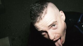 Axel Abysse pushes rosebud out outdoors then sucks cameramans dick