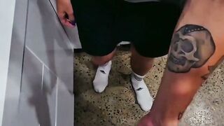 Long haired Billy worships Kalebs rock hard cock with thirsty deep blowjob