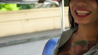 Big boobs Thai amateur MILF picked up in a TUK TUK and fucked