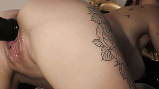 Paula Lifts Her Little Black Dress and Gapes Deep With a Massive Black Dildo