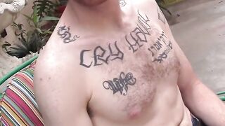 Outdoor solo wanking show with hairy deviant stud
