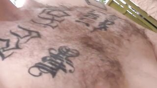 Outdoor solo wanking show with hairy deviant stud
