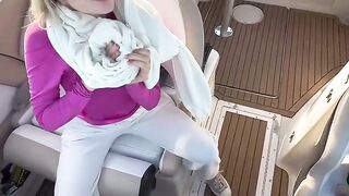 Boat smash with captain, real duo homemade. Spontaneous sex, standing doggy.