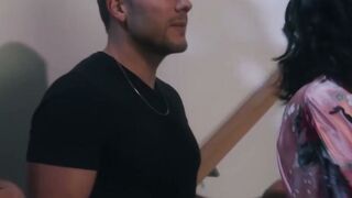 Charlotte Sins double blowjobs husband and his buddy throbbing shafts
