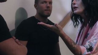 Charlotte Sins double blowjobs husband and his buddy throbbing shafts