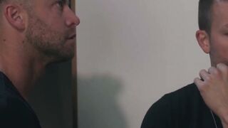 Charlotte Sins double blowjobs husband and his buddy throbbing shafts