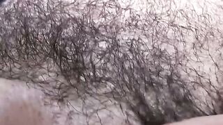 Horny amateur stud solo masturbates his huge hairy dick