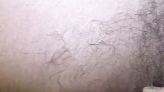 Horny amateur stud solo masturbates his huge hairy dick