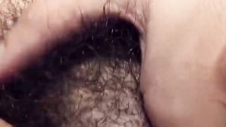 Horny amateur stud solo masturbates his huge hairy dick